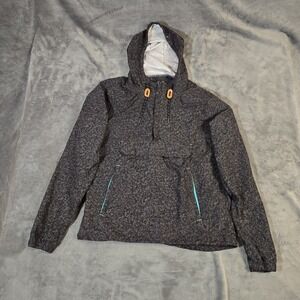 Saga Outerwear Tek Hooded Pullover Medium Gray Speckled Windbreaker Lightweight